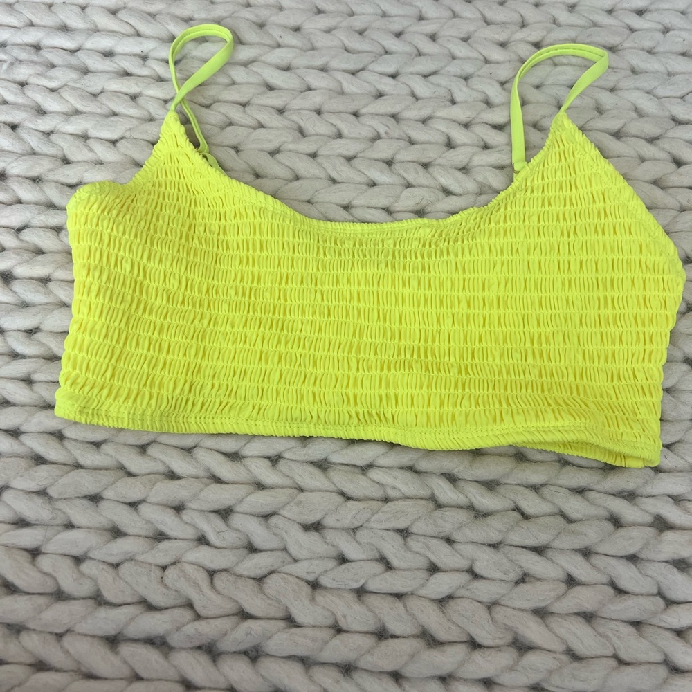 Neon Lime Smocked Bikini Top - Women